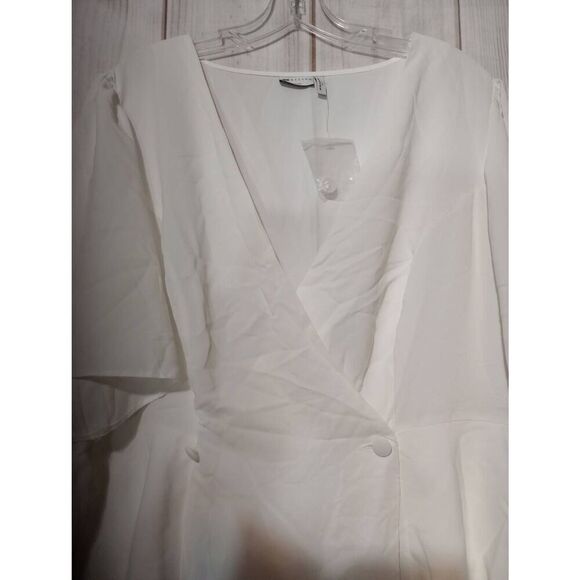 Asos Shirt Ladies 16 White Short Sleeve Semi‎ Sheer - Picture 3 of 6